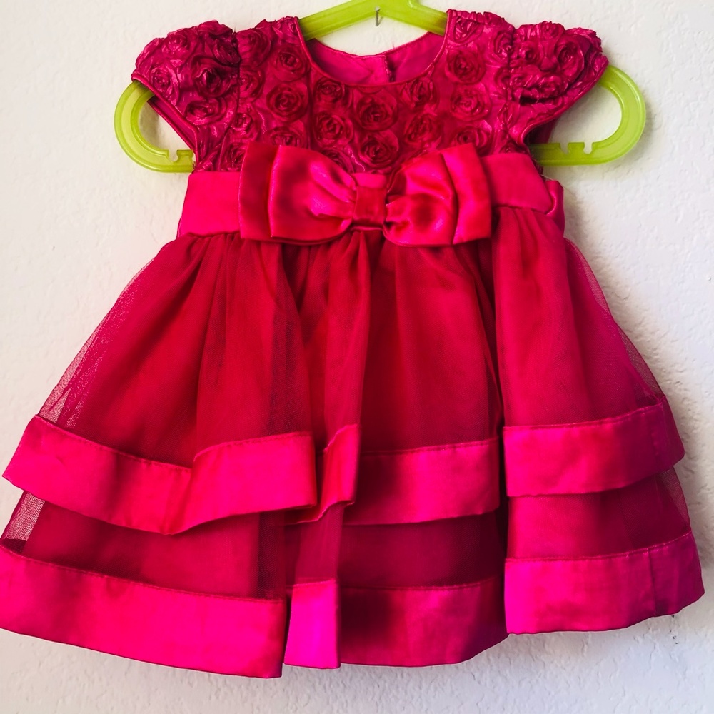 BabyGirls Kids Bowknot Net Dress Pageant 9-12 M